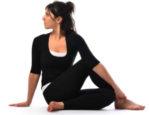 Ardha Matsyendrasana – Half spinal twist pose at Mahi Yoga